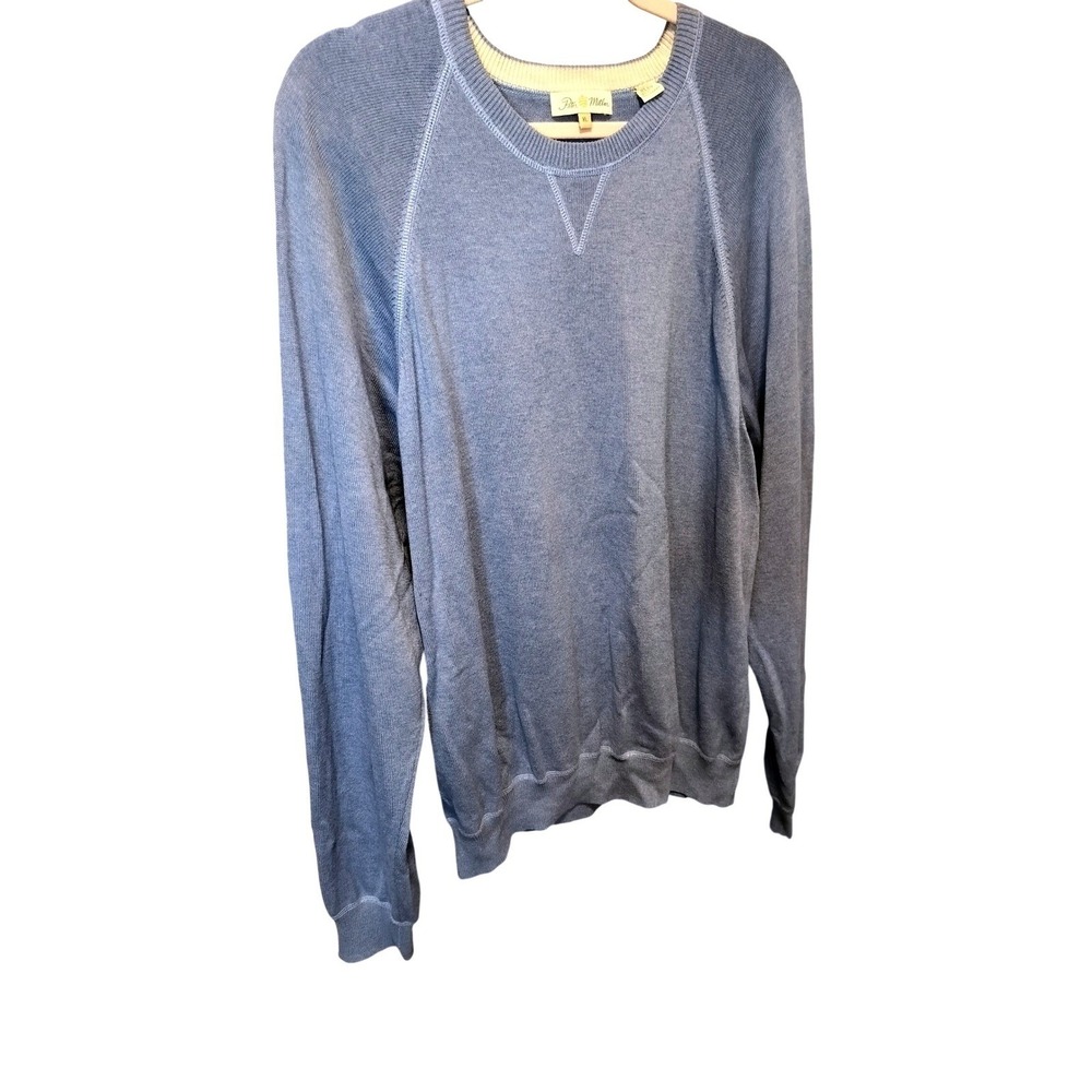 Peter Millar Mens XL Silk Cotton Cashmere Crewneck Sweater Blue Raglan Knit